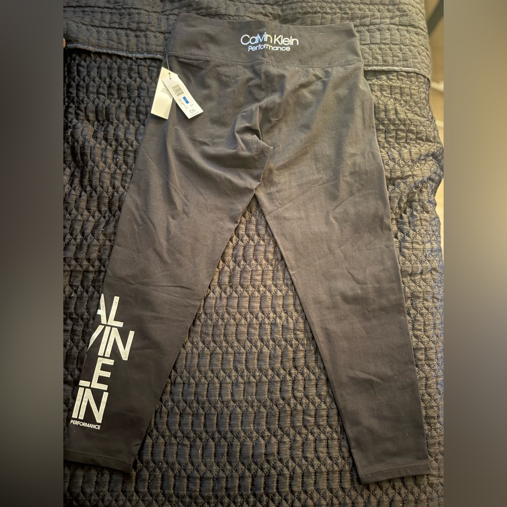 Calvin Klein Performance Black Active Leggings with White Logo